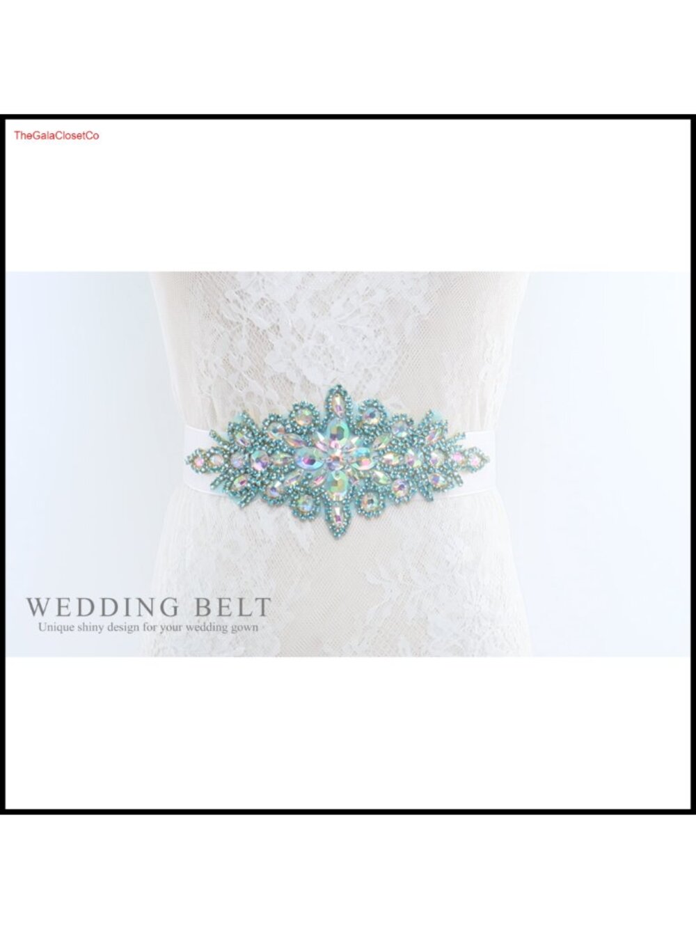 Rhinestone Crystal Bridal Belt Applique Sash Sew-On Wedding Dress Accessory - Picture 5 of 6